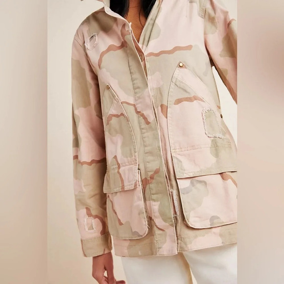 Anthropologie Lida Utility Camo Fringe Jacket Sz  XS - Picture 2 of 14